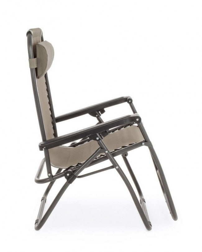 Sedia a Sdraio Pieghevole Martin Tortora - Acciaio Trattato, Tessuto in Textilene 540gr/m2 - Misure: 65a x 176b x 80h cm