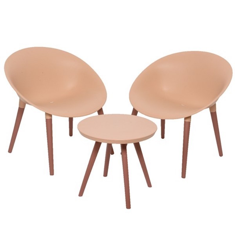 Salotto in resina Marbella 3 pezzi salmone - Dimensioni: 74x67x78,5 cm