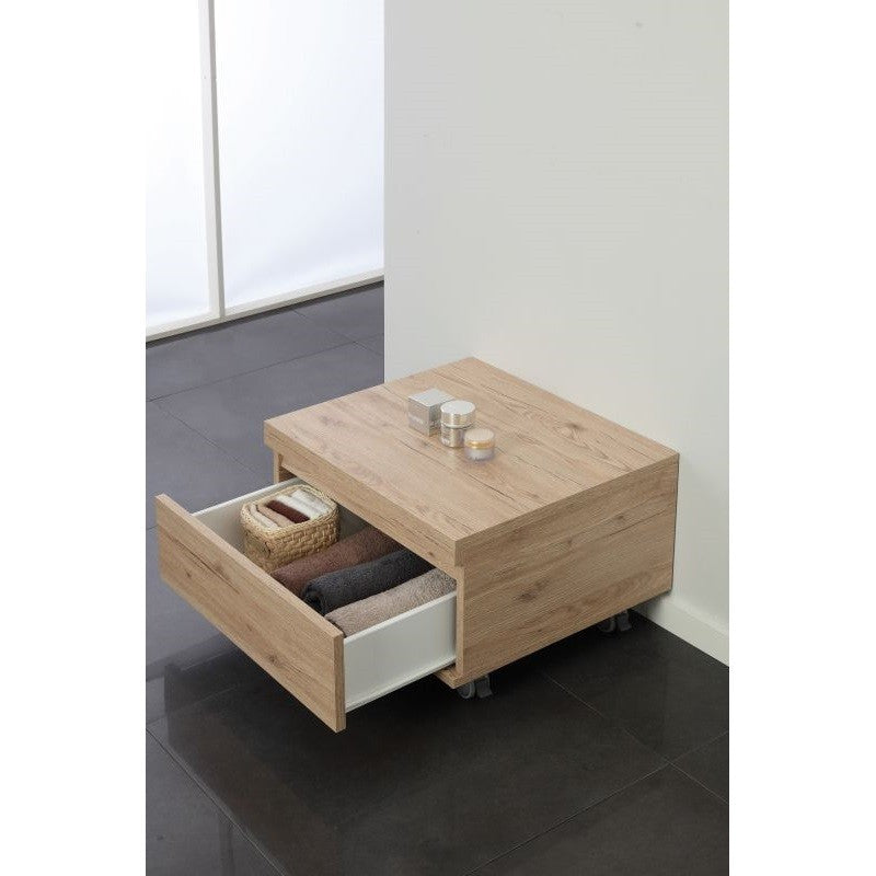 Commode de salle de bain sur roulettes avec un tiroir Chêne 58x48x29,5 cm