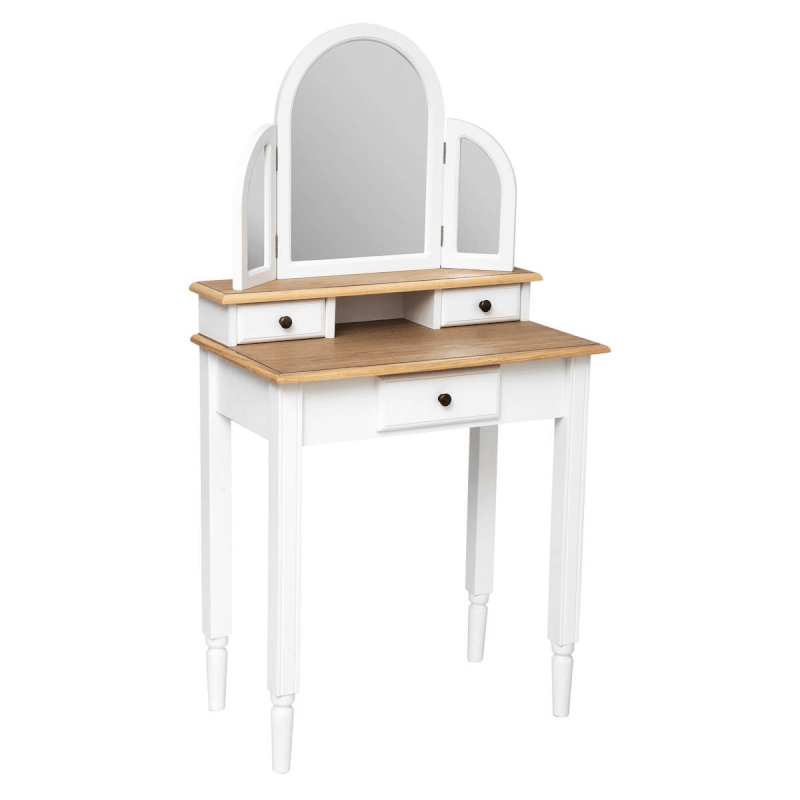 Consolle da trucco con specchio bianco 129x66,5x39,5h cm