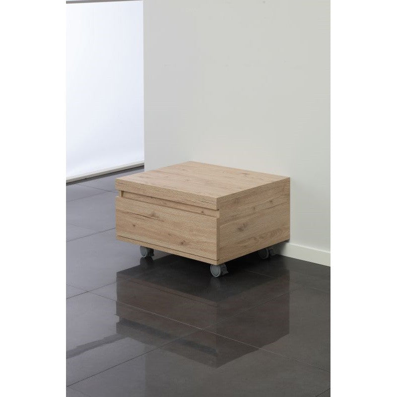 Commode de salle de bain sur roulettes avec un tiroir Chêne 58x48x29,5 cm