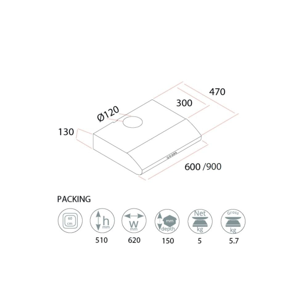 Groupe de hotte sous meuble Samet Classico 90 blanc