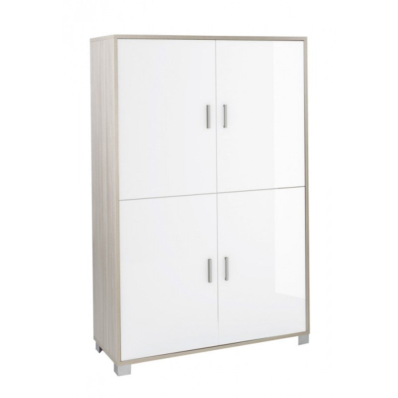 Armoire à quatre portes avec étagères pour bureau en Orme Blanc Poli 107x41x h162 cm