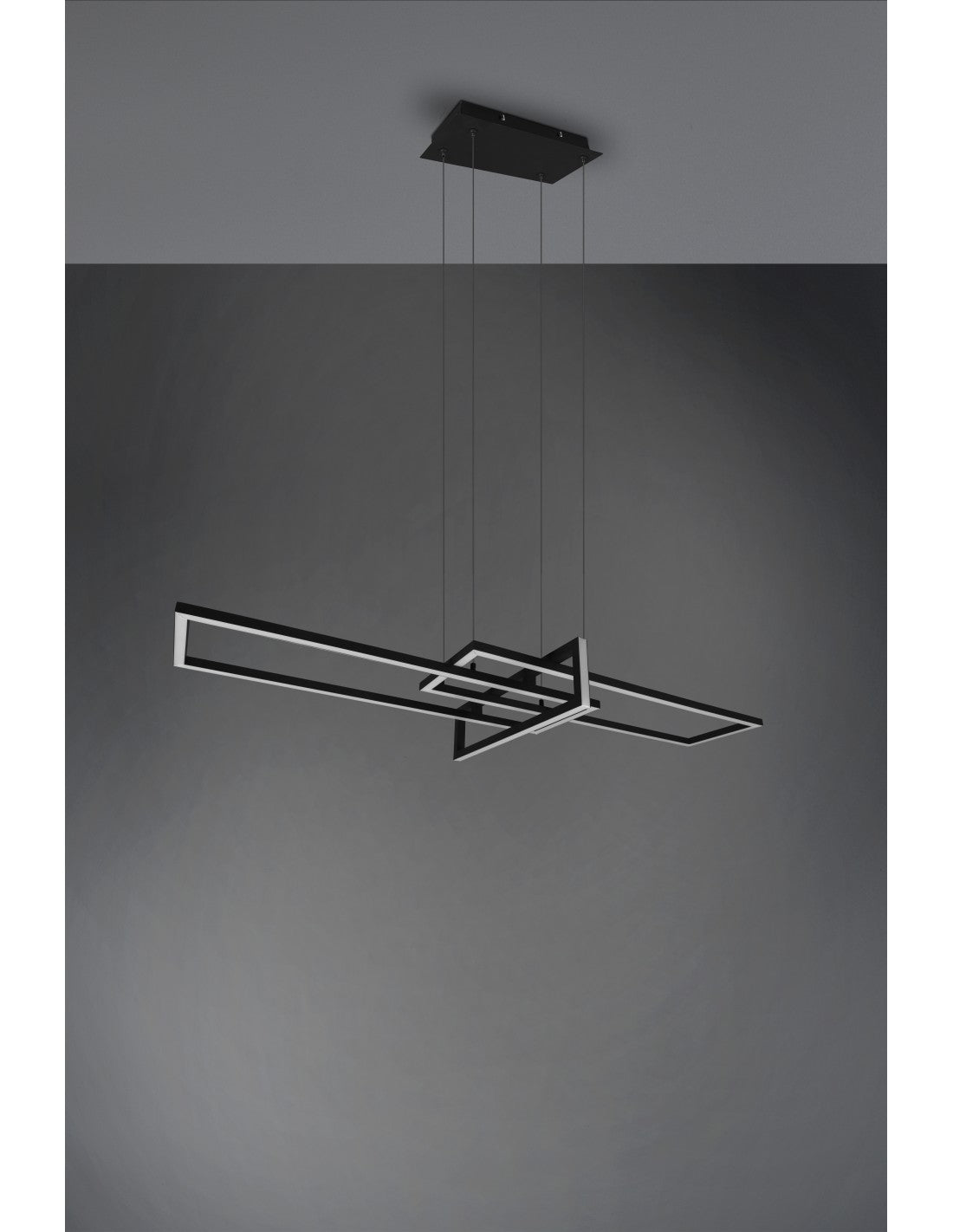 Salinas Suspension 3 LEDs Rectangulaire 34w Noir L110 cm Dimmable Trio Éclairage