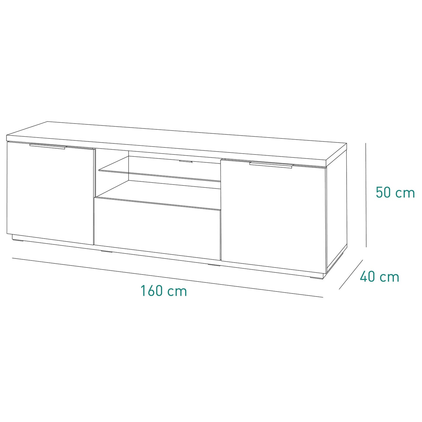 Meuble TV Mundi avec 2 portes et 1 abattant
