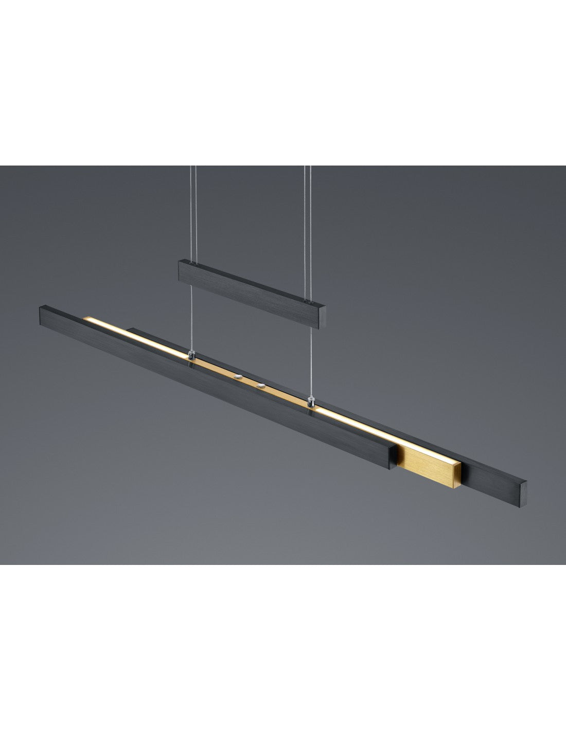 Trajan Lustre de Bureau Moderne Double LED Gradateur Tactile Noir et Laiton Trio Éclairage