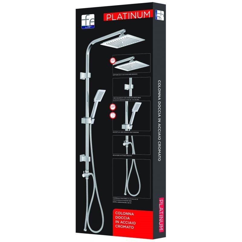 Ensemble de colonne de douche carrée en acier chromé