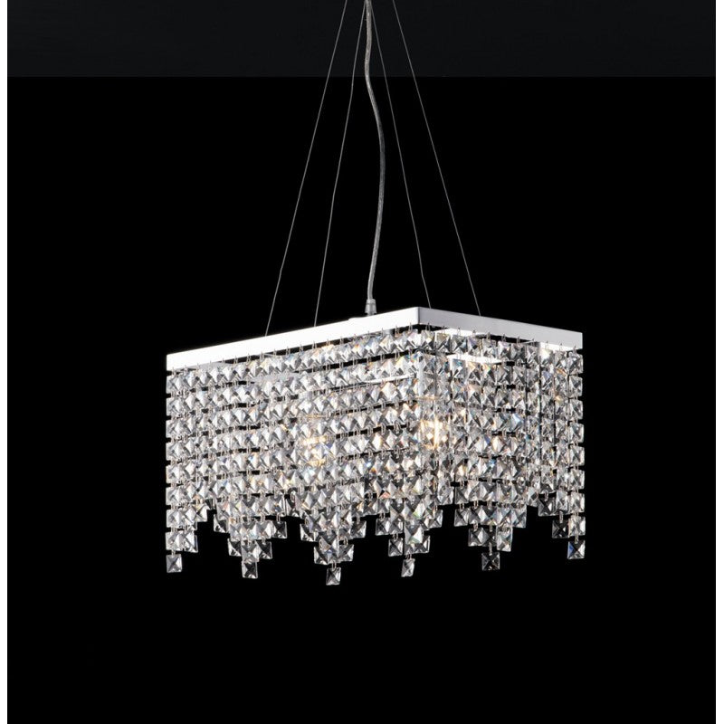 Lustre chic et en fer chromé avec deux lumières carrées en strass 48x30x h28 cm
