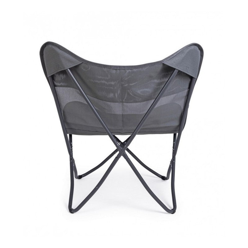Fauteuil papillon de camping Gabicce gris 77,5x81x89h cm
