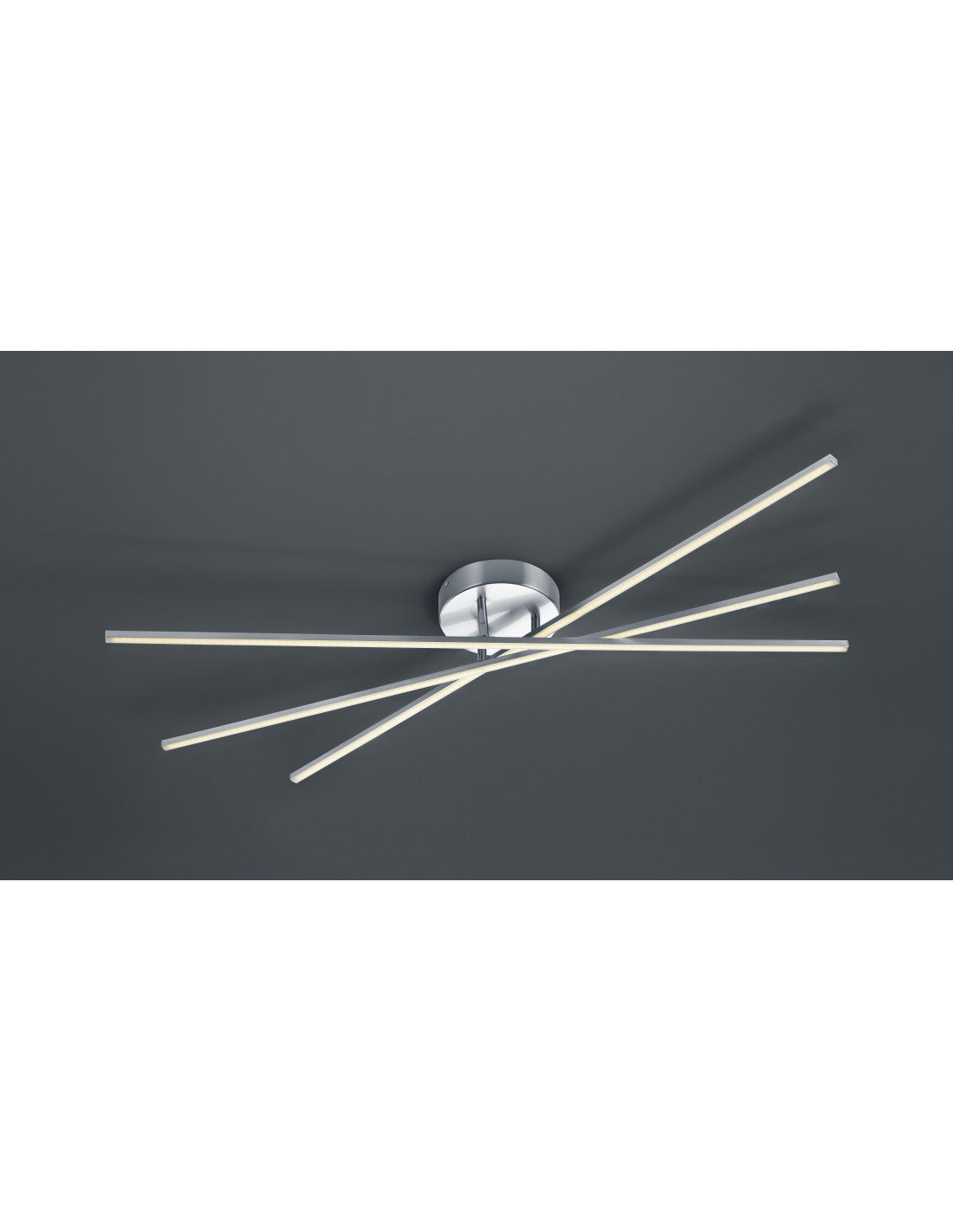 Plafonnier Moderne Tiriac 3 Tiges Led Nickel L100 cm Trio Lighting