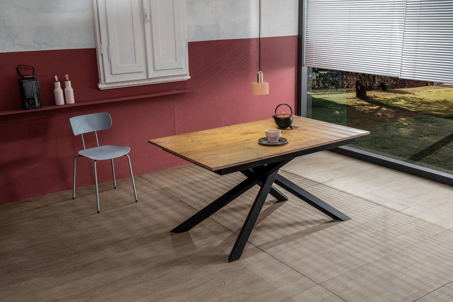 Table extensible gris - béton noir 90 cm x 140- 190 cm H. 76 cm