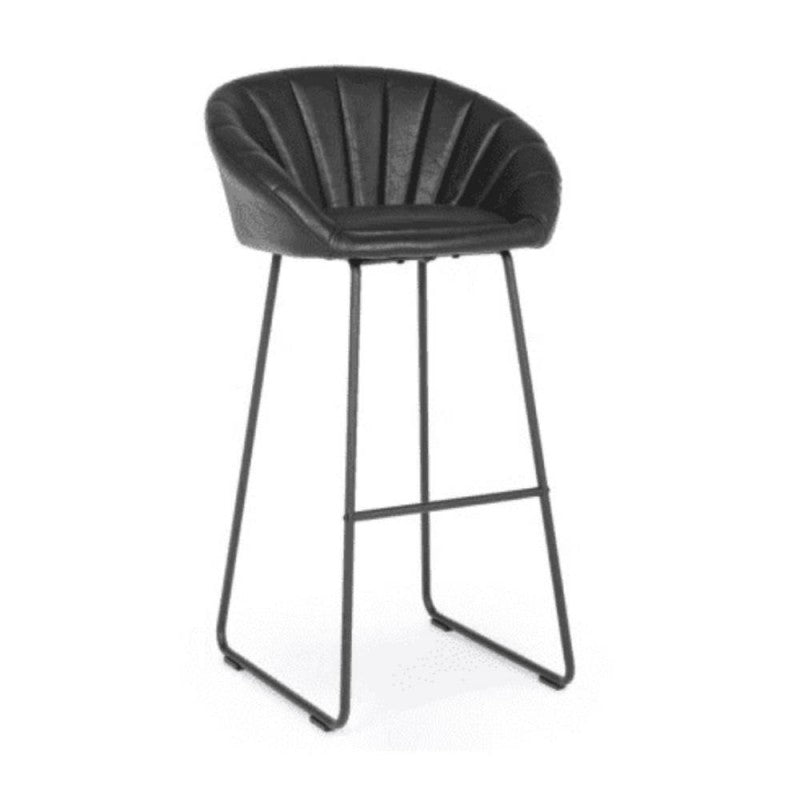 Tabouret de bar vintage en éco-cuir noir Jacky Bizzotto