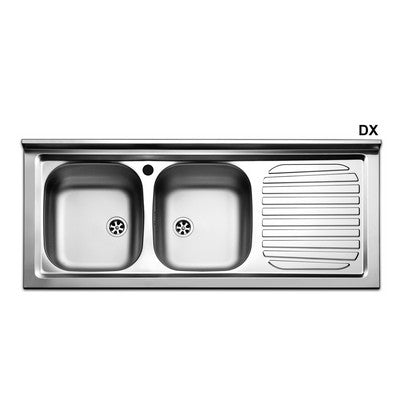 Évier à poser en acier inoxydable avec 2 cuves