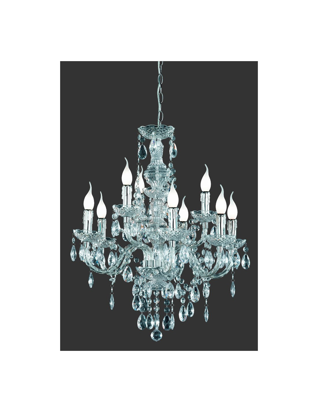 Grand lustre classique Lüster chromé avec pendentifs 9xE14 Trio Lighting