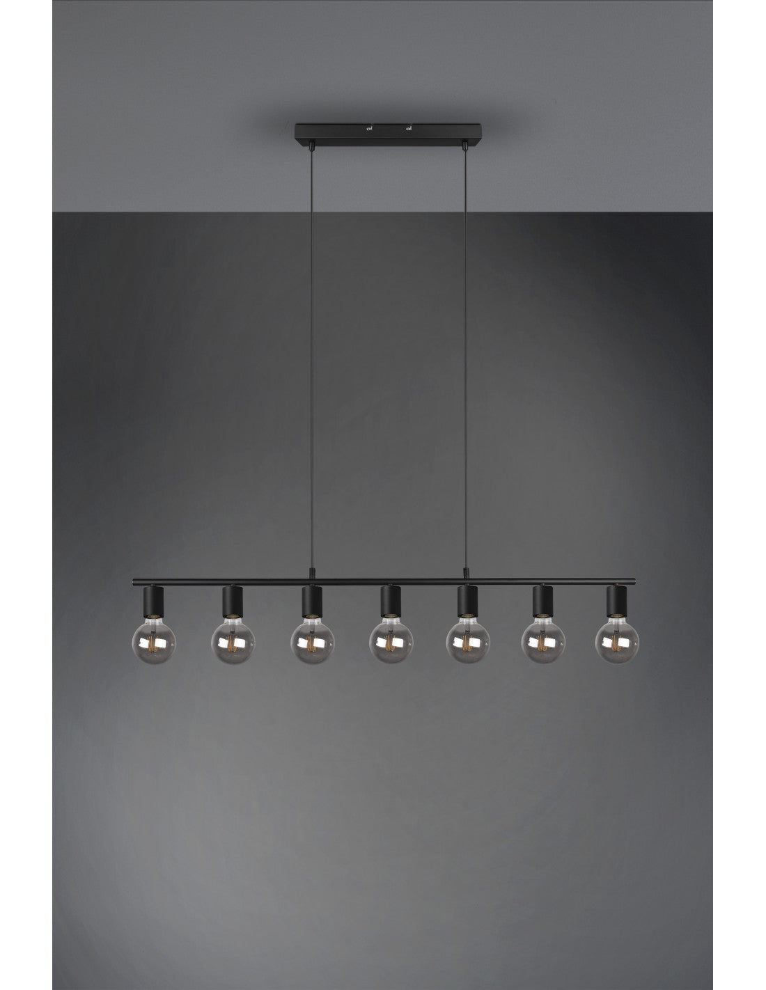Suspension 7xE27 Vannes Noir L110 cm Trio Lighting