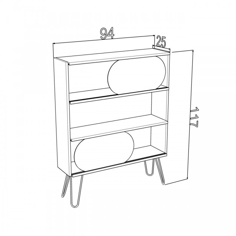 Bibliothèque d'entrée design urbain moderne et mince en chêne noir