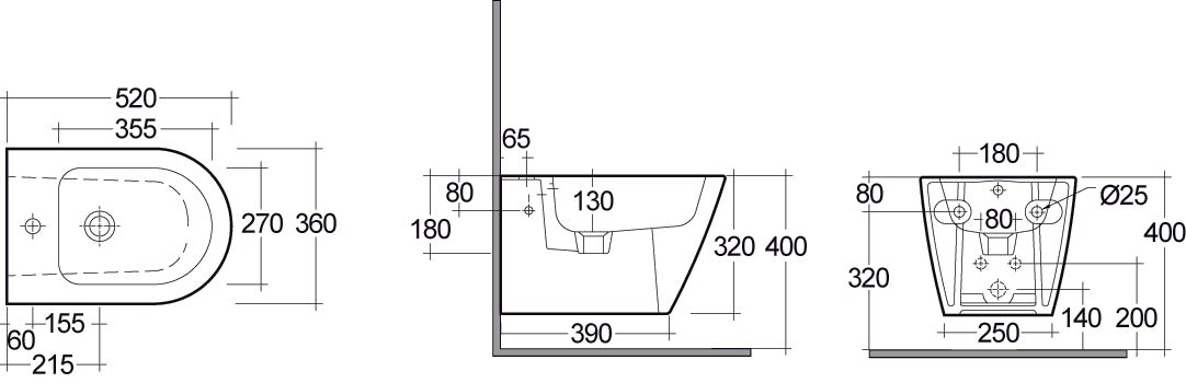 Bidet suspendu de villégiature