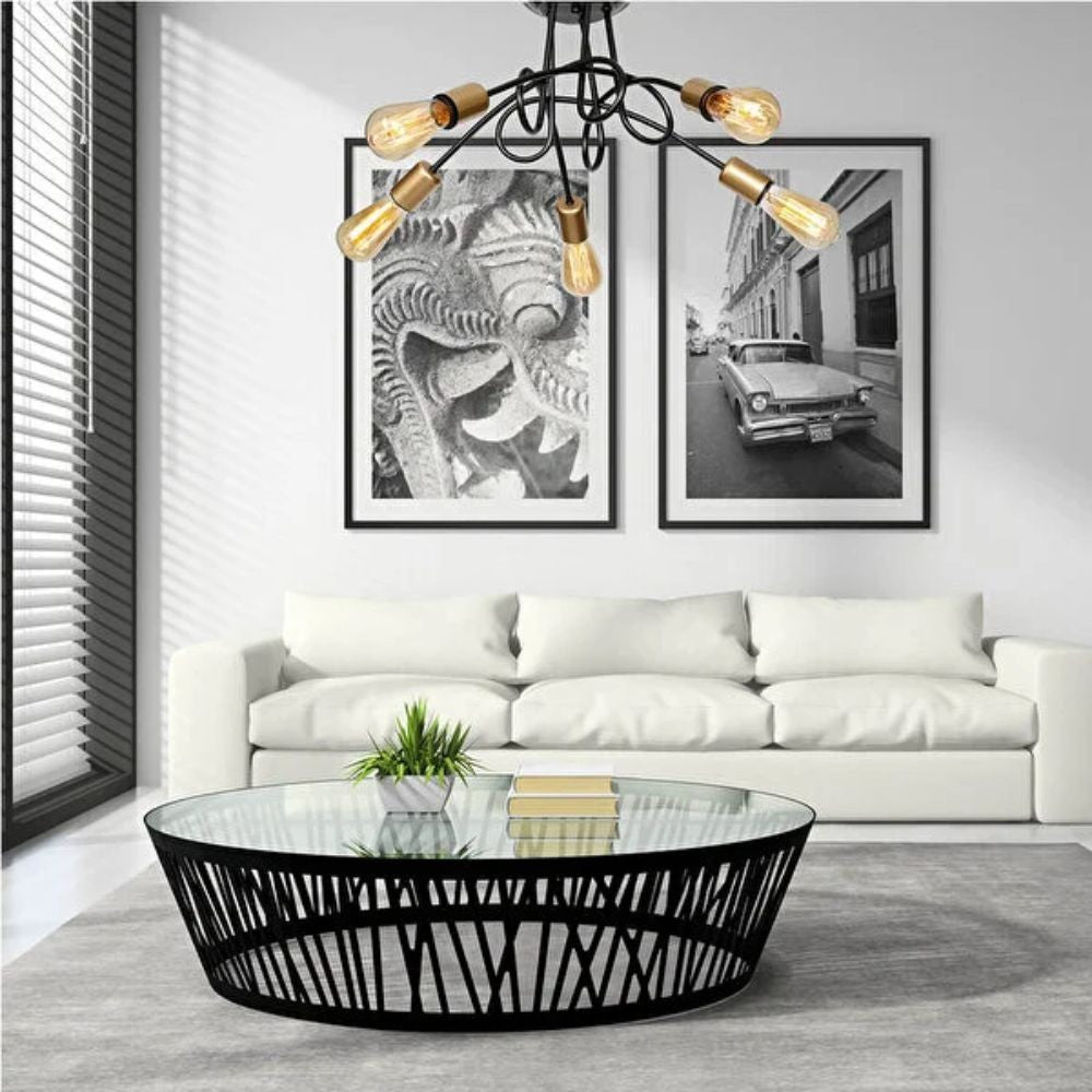 Lampada da soffitto a 5 luci Sardala MDL3843 metallo intrecciato EFFEZ