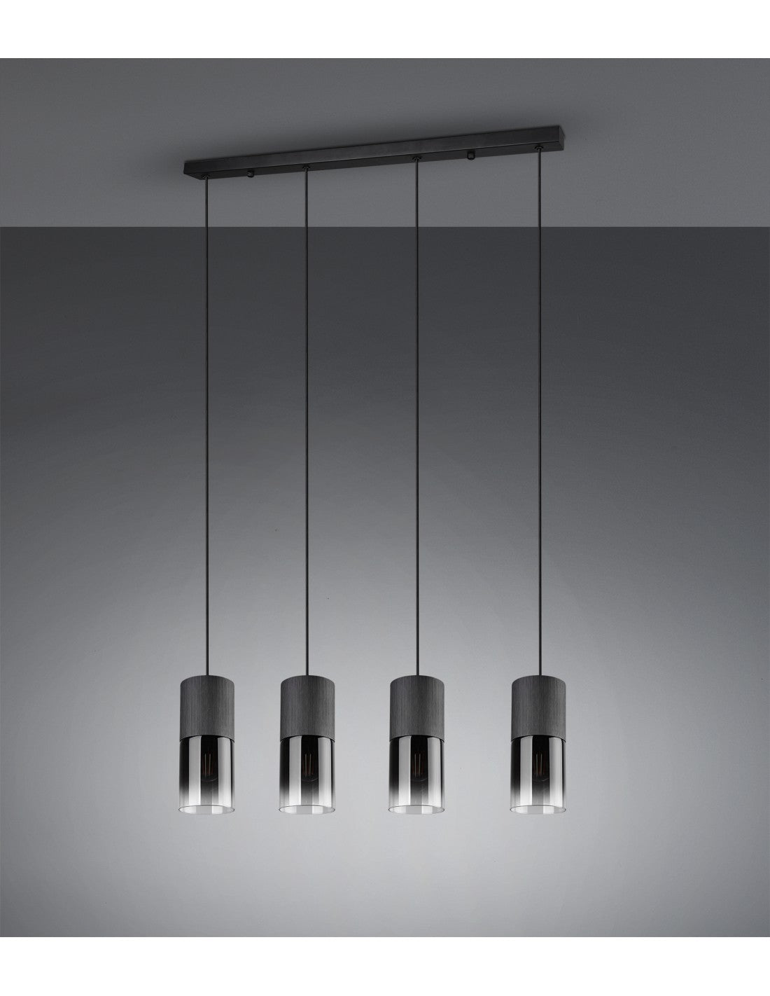 Suspension Vintage 4 x E27 Robin Trio Métal Noir Luminaire