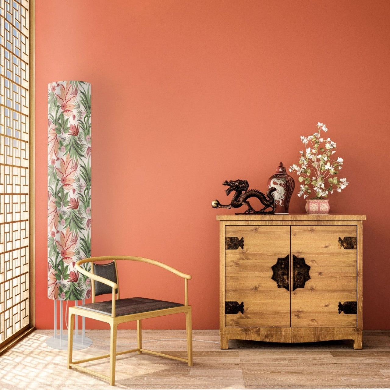 Lampadaire Mt Base Triangle en Métal Blanc Cm. 27x190h