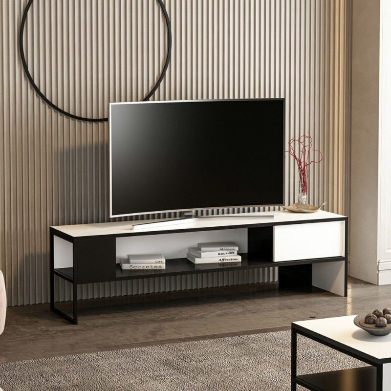 Meuble TV Concord noir et blanc 150x35xh.42 cm.