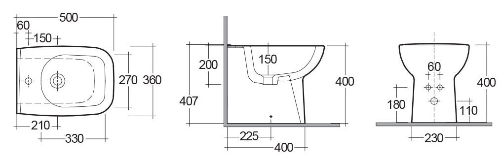 Bidet dos au mur Origin