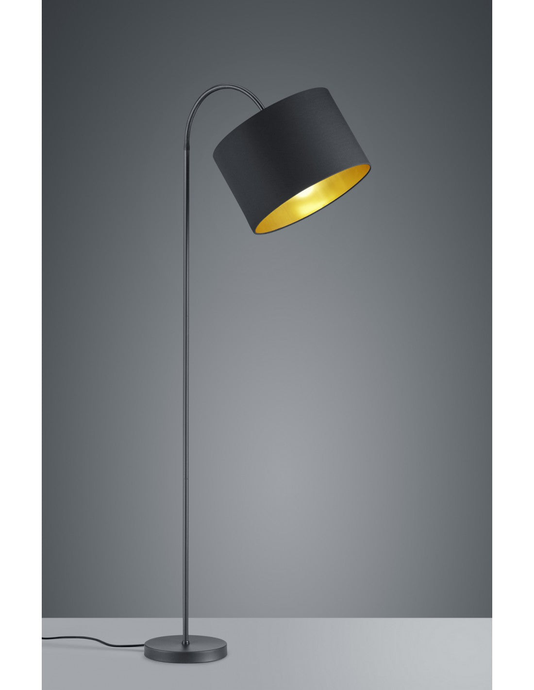 Lampadaire Hostel Abat-jour orientable en métal noir-doré H156 cm Trio Lighting