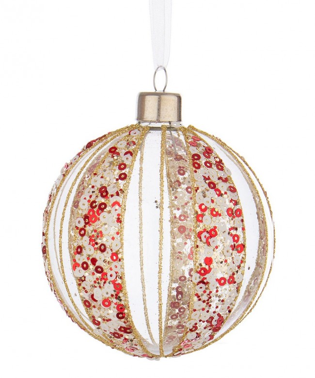 12x Sphère Vt Spangly Rouge