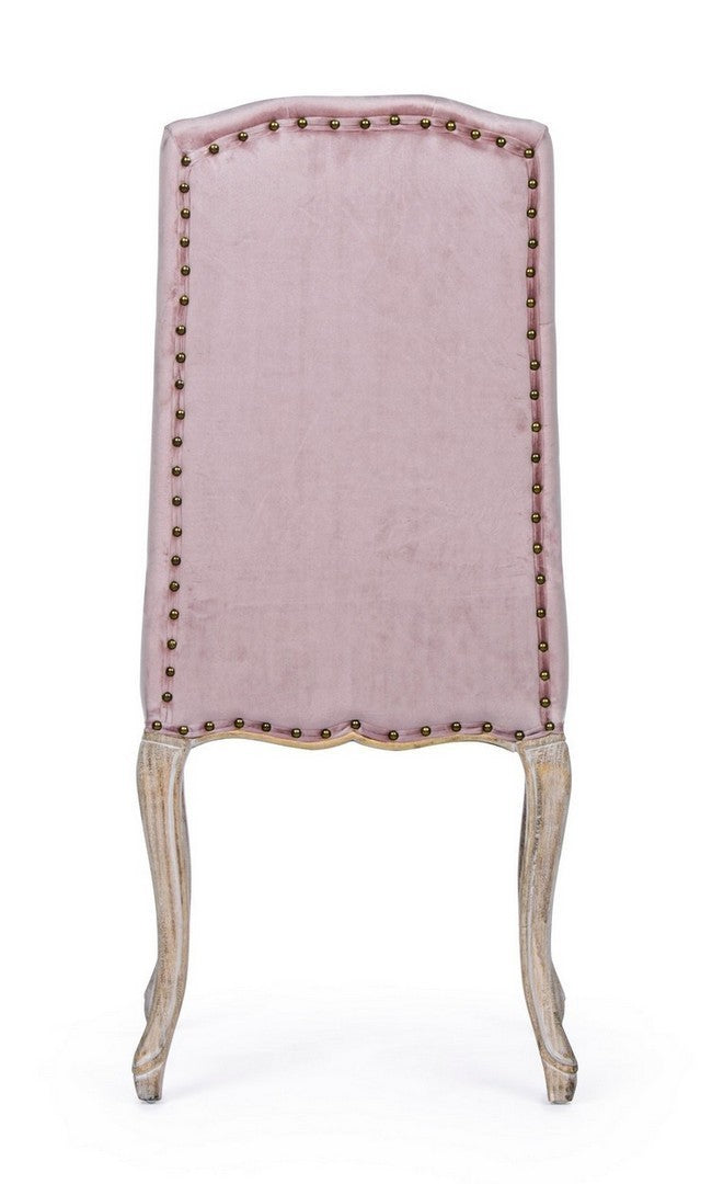 Chaise classique en bois velours rose Diva 51 x 53 x 99 cm
