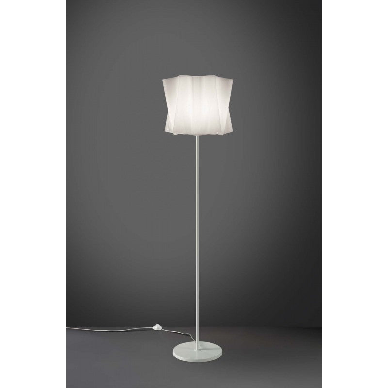 Lampadaire FOLIO pied et tige en métal avec abat-jour blanc diamètre 40x h164 cm