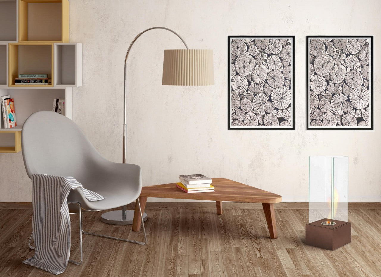 Cheminées modernes au bioéthanol rouille 25 x 25 x 65 cm