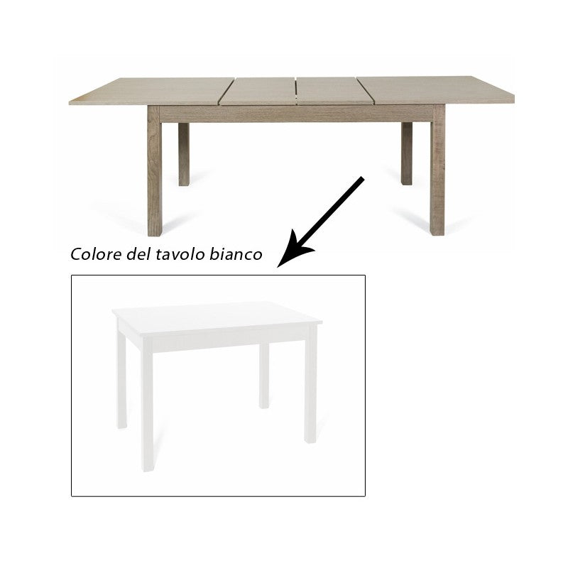 Table à manger extensible blanche entièrement en bois mélaminé 90x160-240 cm