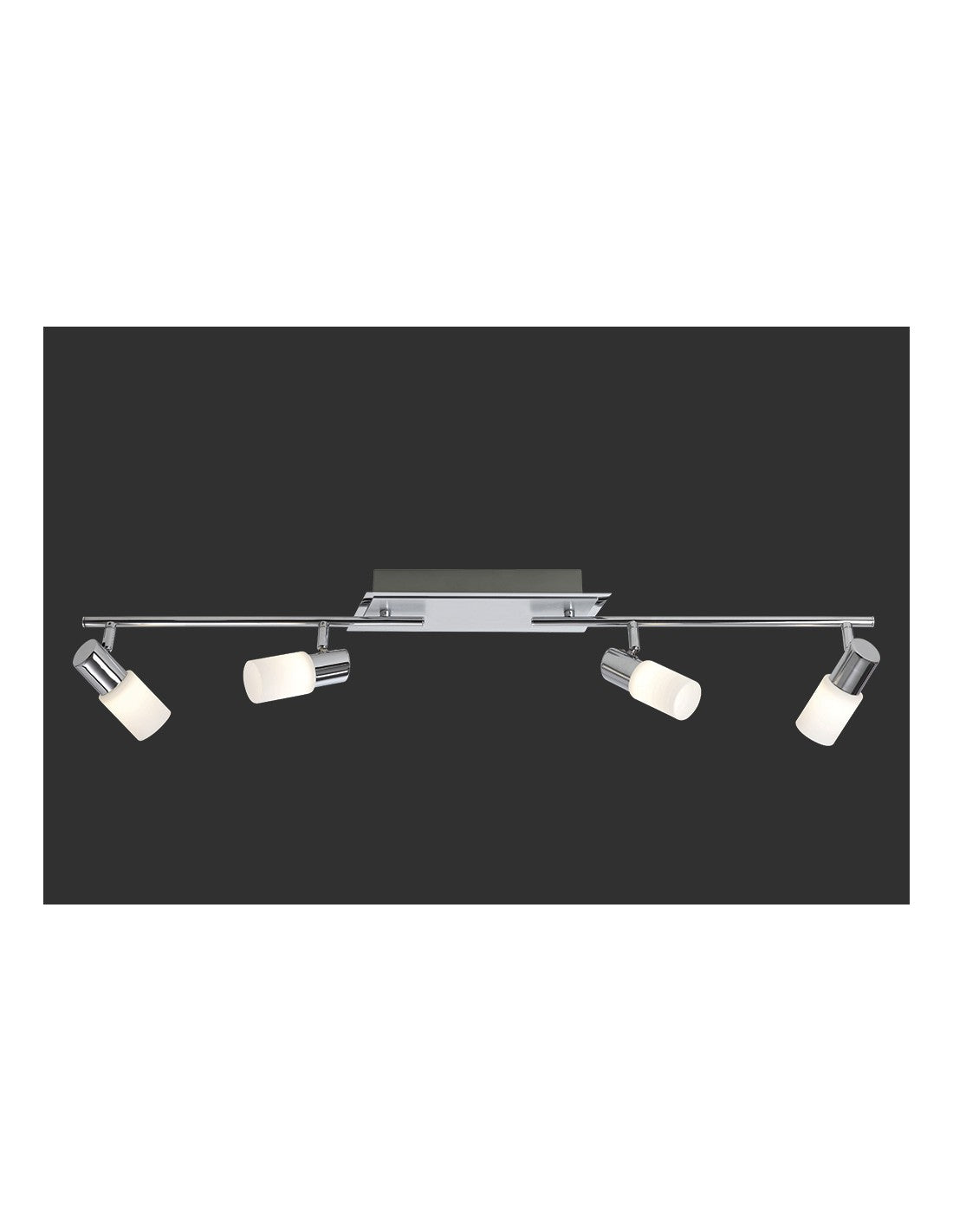 Spot Clapton 4 spots LED Chrome et verre blanc L96 cm Trio Lighting