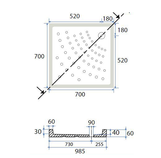 Receveur de douche carré H6 en céramique Dianhydro