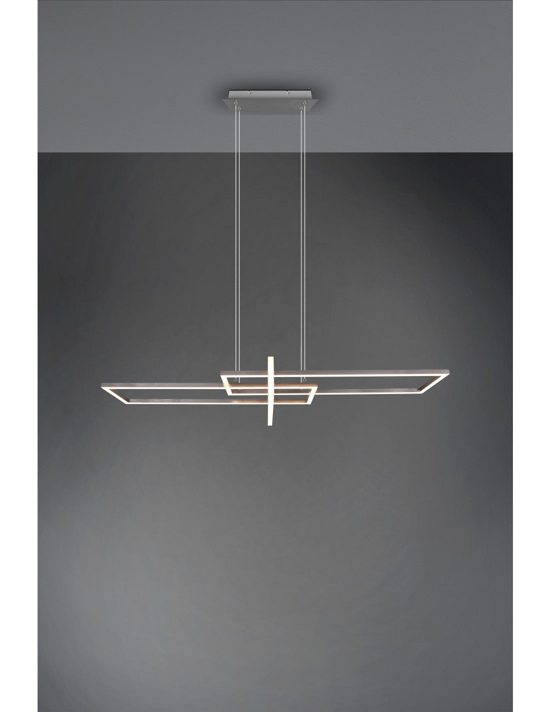 Salinas Suspension 3 LEDs Rectangulaire 34w Nickel L110 cm Dimmable Trio Eclairage