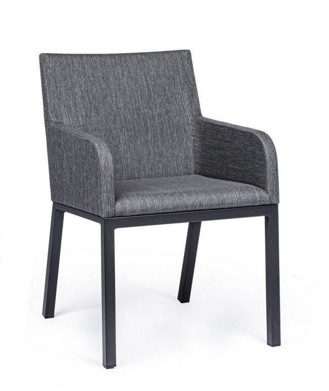 Chaise d'extérieur avec accoudoirs en tissu Anthracite OWEN JX55 55x62x h82 cm