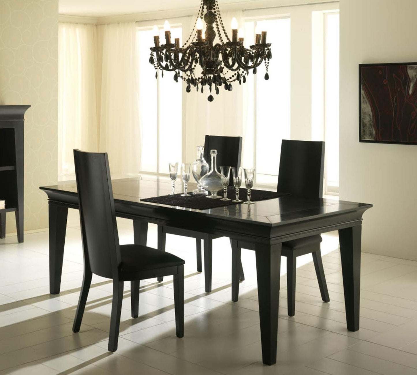 Table fixe en bois avec plateau blanc 200x75h cm