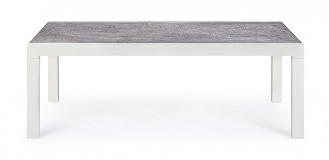 KLEDI LUNAR Table basse d'extérieur en aluminium blanc 120x70x h43 cm