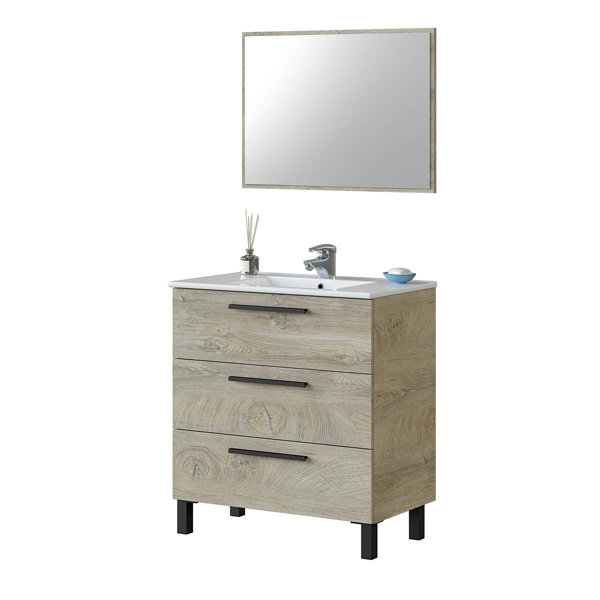 Meuble de salle de bain Athena/Albert 3 tiroirs (à assembler)