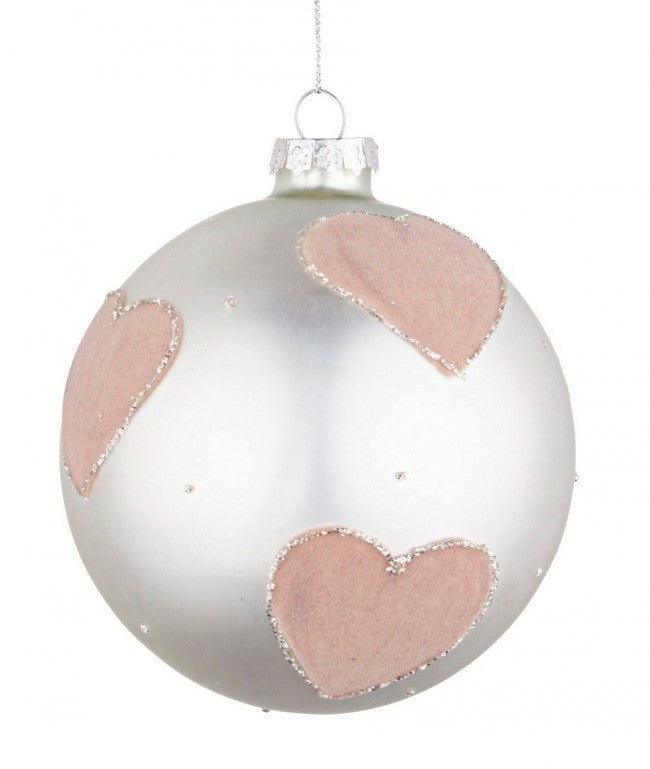 8x Sphère Vt Chic Argent Op Coeur Rose D100