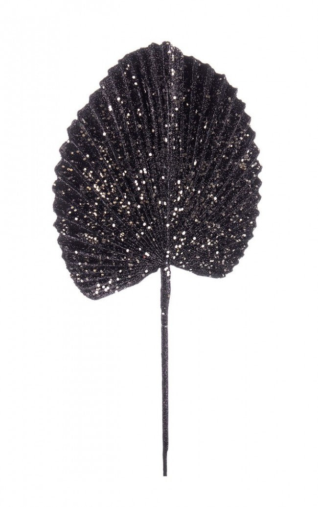 12x Feuille d'Éventail Noire H52cm
