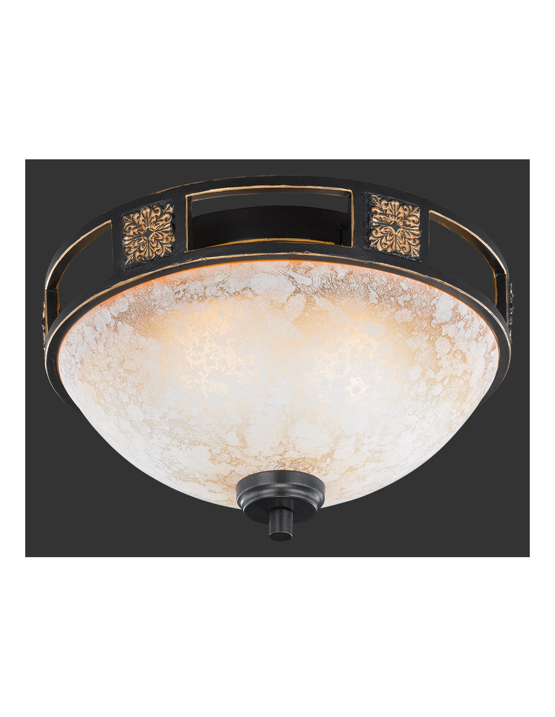 Plafonnier 2xE27 Quinta Ruggine Verre Albâtre Ø33 cm Trio Lighting