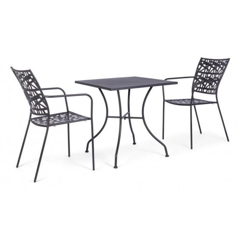 Table Kelsie en acier anthracite 70x70 cm
