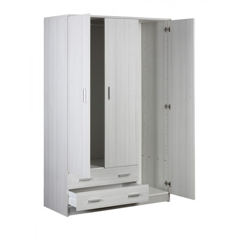 Armoire blanche trois portes deux tiroirs 115x52x h180 cm