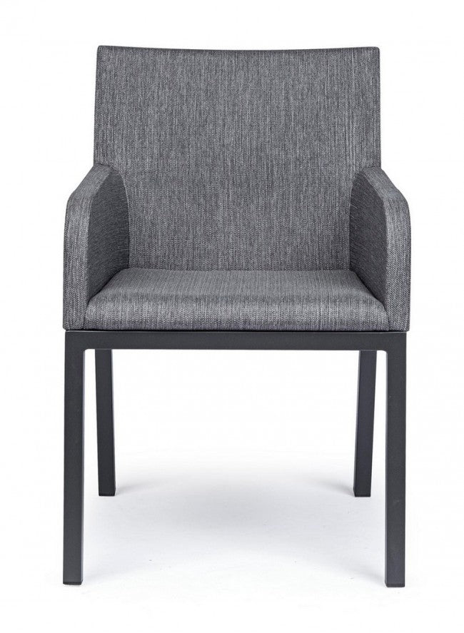 Chaise d'extérieur avec accoudoirs en tissu Anthracite OWEN JX55 55x62x h82 cm