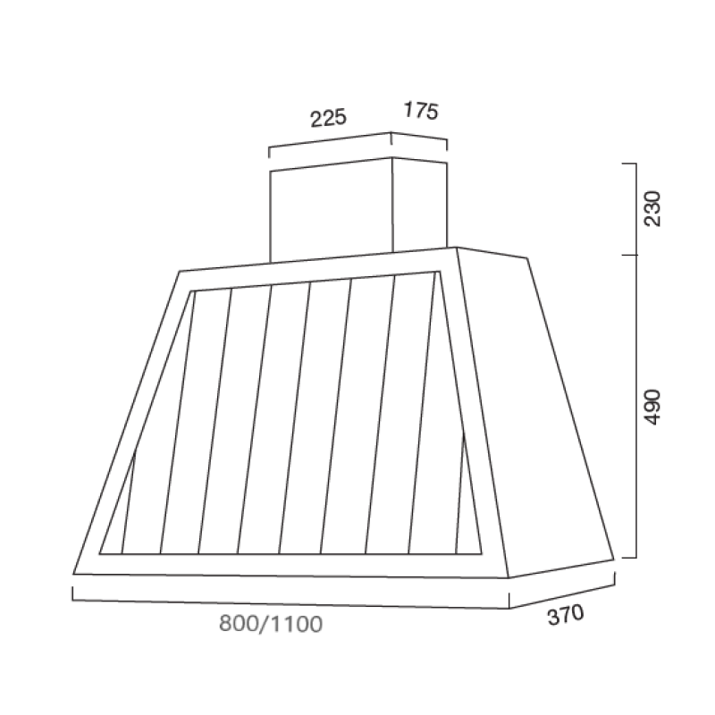 Hotte aspirante GARAGE WOOD STAVED en inox argenté 80 cm