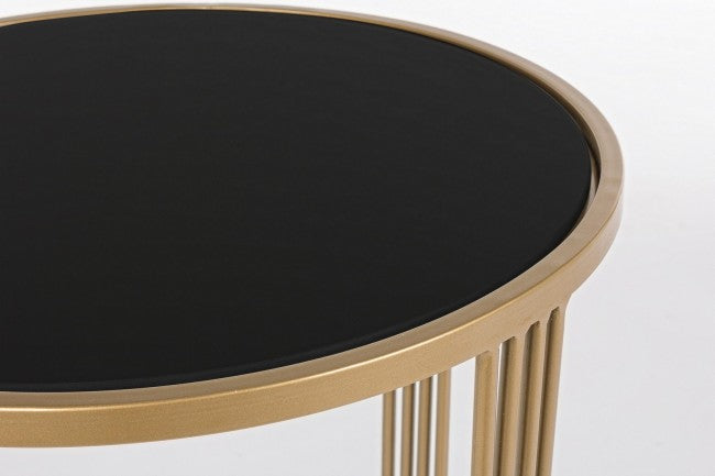 Lot de 2 tables basses en métal style design doré et noir