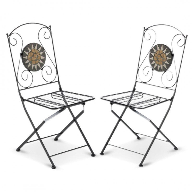 Chaise pliante pliable en fer et mosaïque pour extérieur MUSA 2 pièces