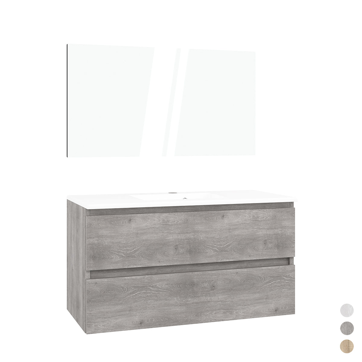 Meuble de salle de bain suspendu en chêne gris 100x43x56 cm