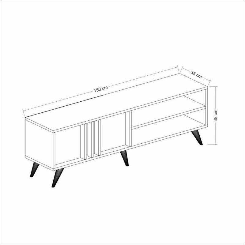 Meuble TV en noyer anthracite 150x35x48h cm